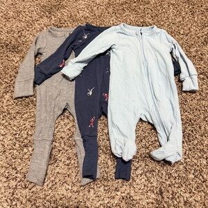 Carter's Preemie One Piece Footies - Light Blue, Navy, Gray